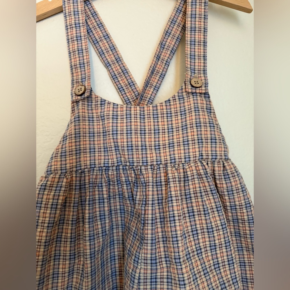 ZARA Girls Plaid Overalls 3-4y